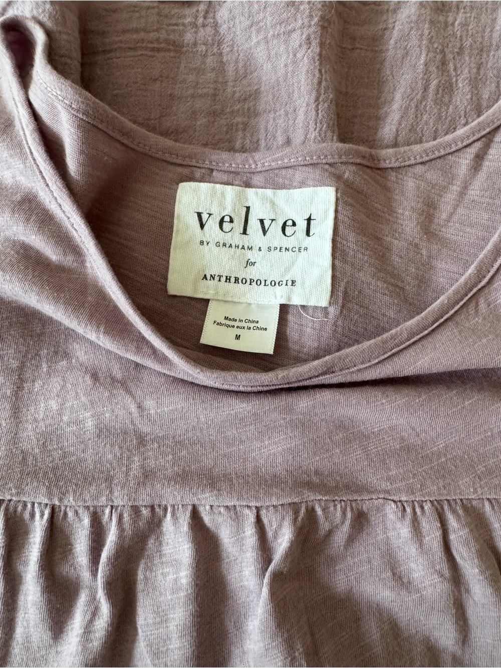 Velvet by Graham & Spencer Dusty Violet Scoop-Neck Gathered Cotton Camisole